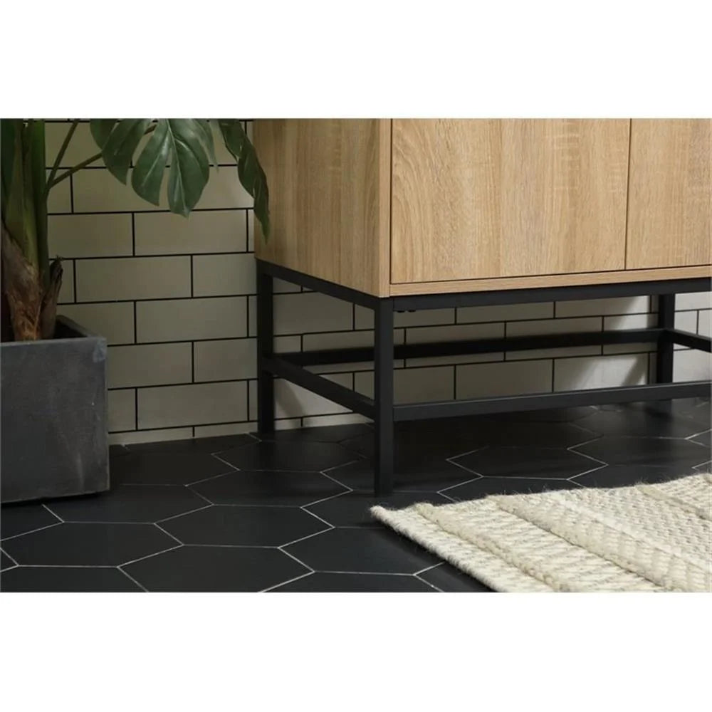 Elegant Decor Eugene 30" Aluminum MDF Single Bathroom Vanity in Mango Wood