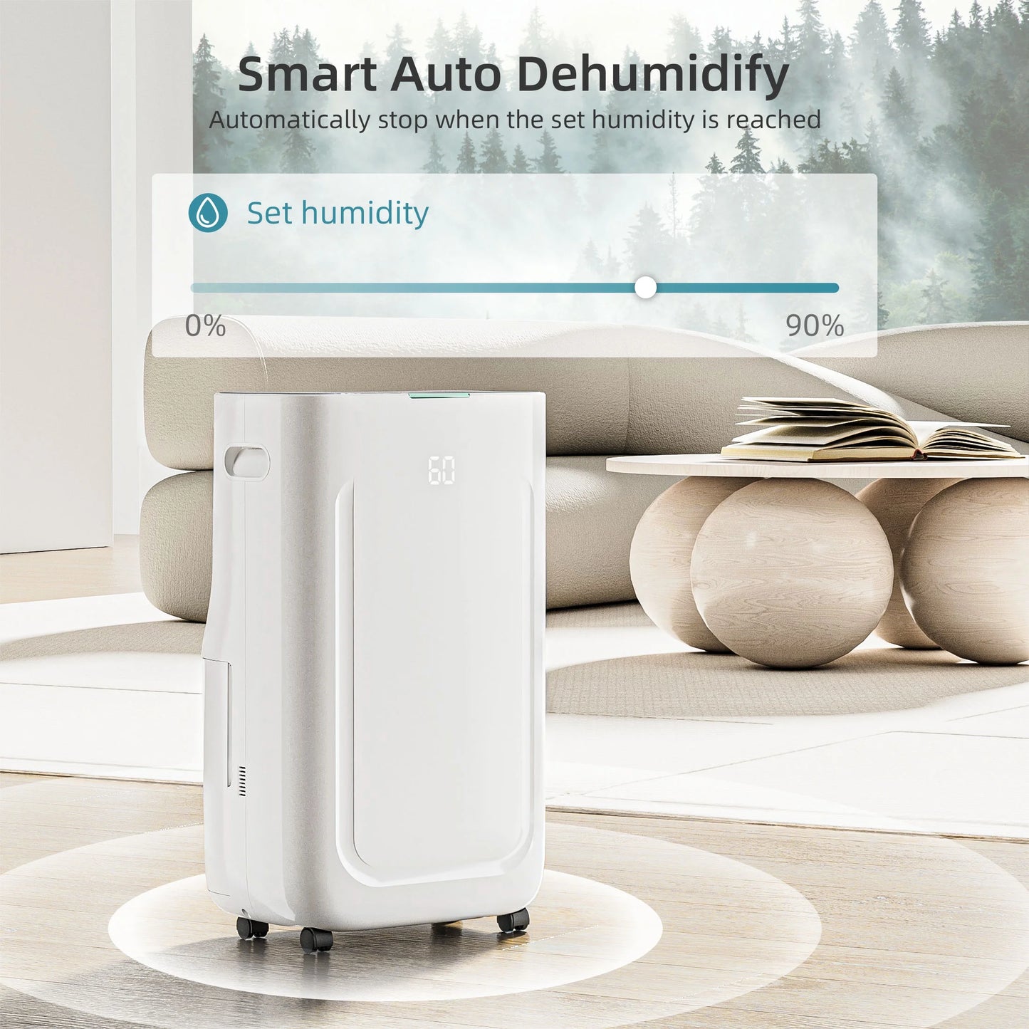 Rocyis 22 Pint/day (DOE) 5500 sq. ft. Dehumidifier for Home, 1.7 Gallon6.5L Water Tanks, Auto Drain or Manual Drainage, for Basements, Bedroom, Bathroom