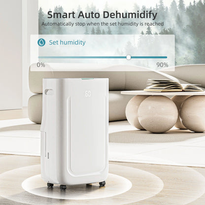 Rocyis 22 Pint/day (DOE) 5500 sq. ft. Dehumidifier for Home, 1.7 Gallon6.5L Water Tanks, Auto Drain or Manual Drainage, for Basements, Bedroom, Bathroom