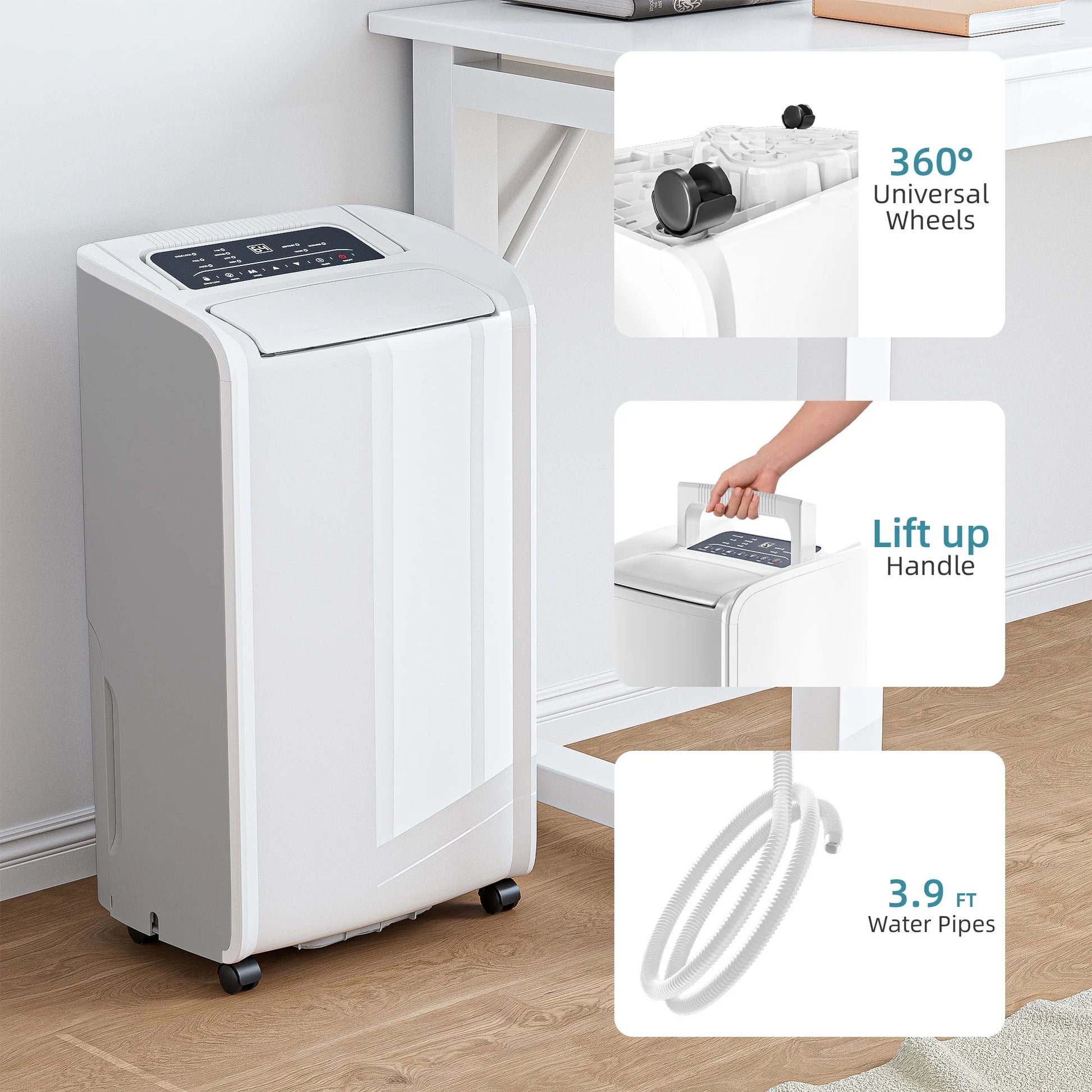 Rocyis 3600 Sq. ft 19 Pints (DOE) Dehumidifier for Home, with Auto Shut off, Drain Hose, Reusable Filter, 24H Timer, Auto Defrost, Child Lock, for Bedroom, Bathroom