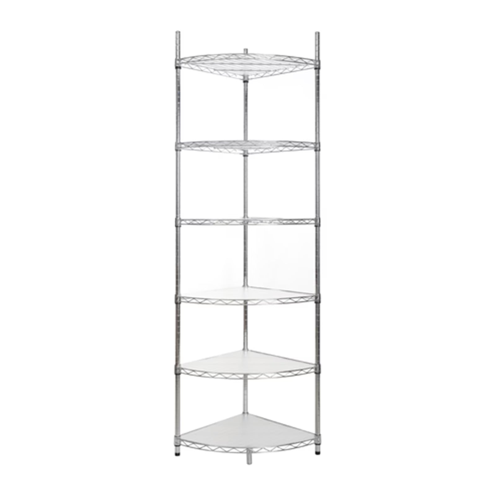 6 Tier Corner Storage Shelves, Wire Shelving Unit, Adjustable Metal Heavy Duty Free Standing Corner Storage Display Chrome Rack for Laundry Bathroom Kitchen Pantry Closet, Chrome