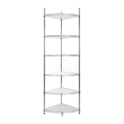 6 Tier Corner Storage Shelves, Wire Shelving Unit, Adjustable Metal Heavy Duty Free Standing Corner Storage Display Chrome Rack for Laundry Bathroom Kitchen Pantry Closet, Chrome