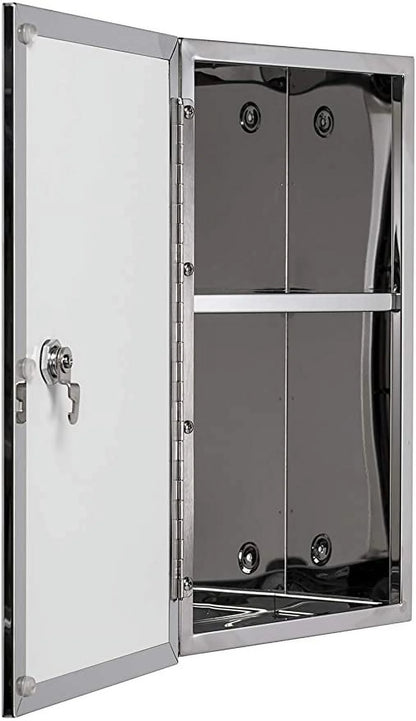 Croydex Trent Lockable Bathroom Storage Medicine Cabinet, Stainless Steel (15.7 x 9.8 in)