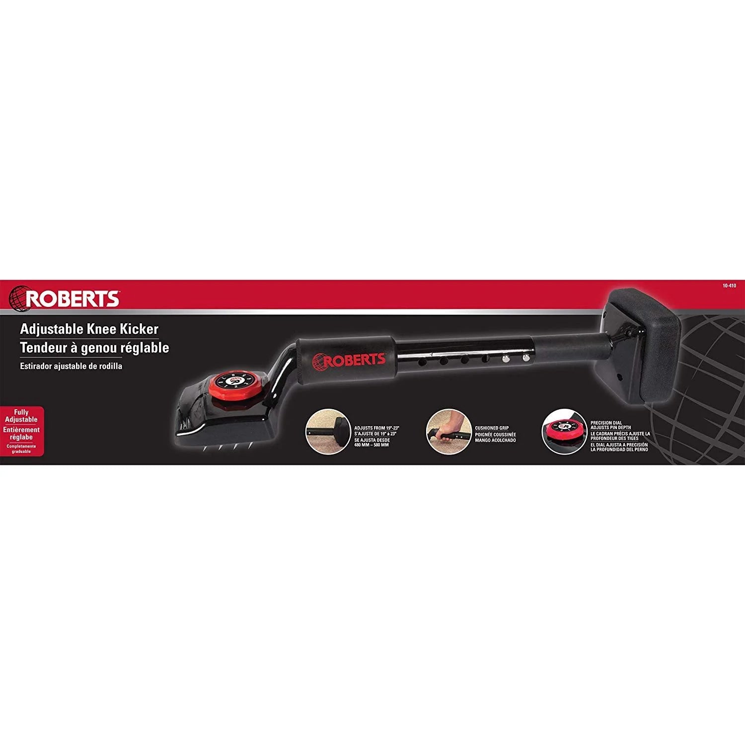 Roberts 10-410 Black Adjustable Carpet Knee Kicker