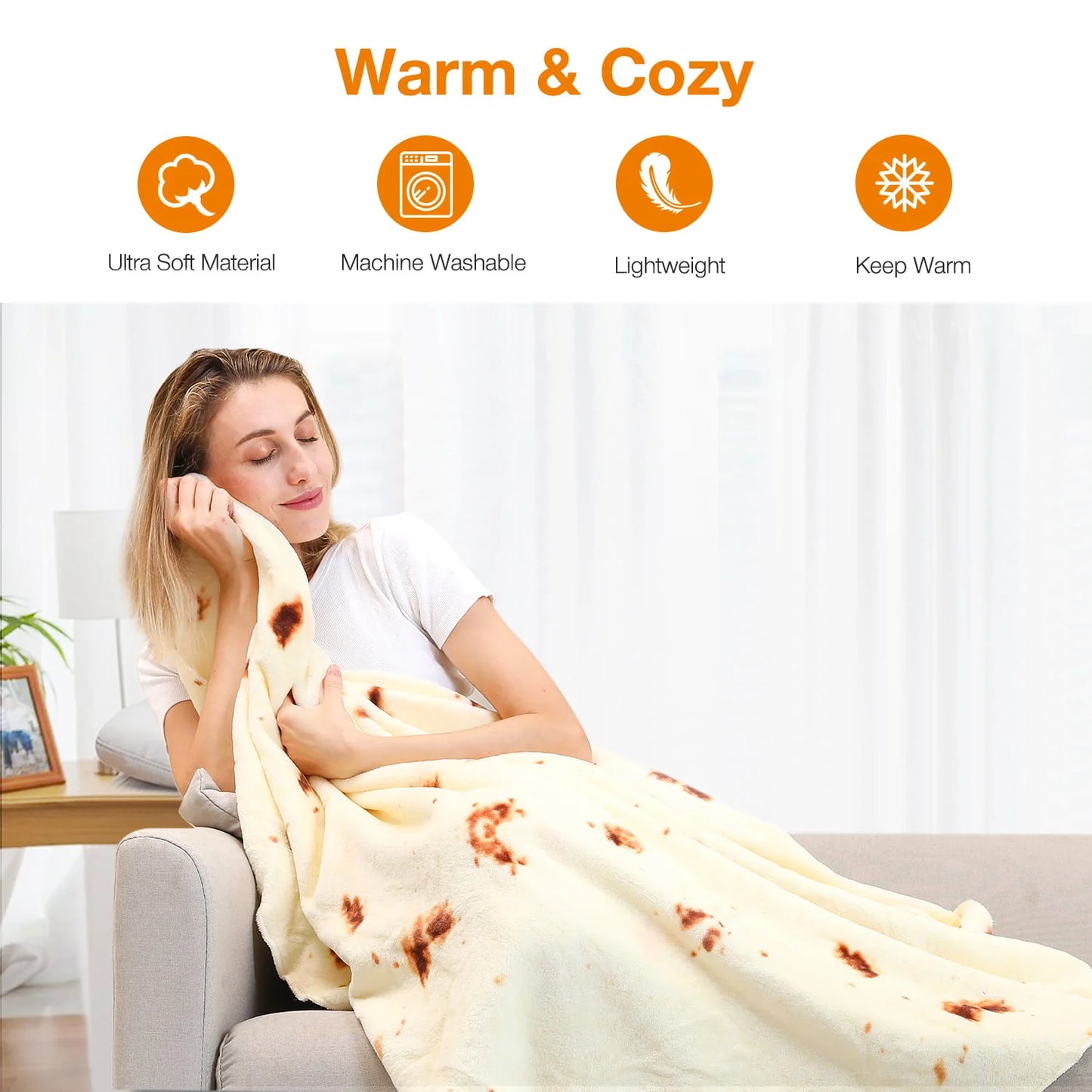 Livhil Giant Tortilla Blanket 71 inch Double Sided, Tortilla Blanket Adult Size Funny Blankets Food Blankets for Adult Kids, Realistic Food Throw Blanket Kids Throw Blanket