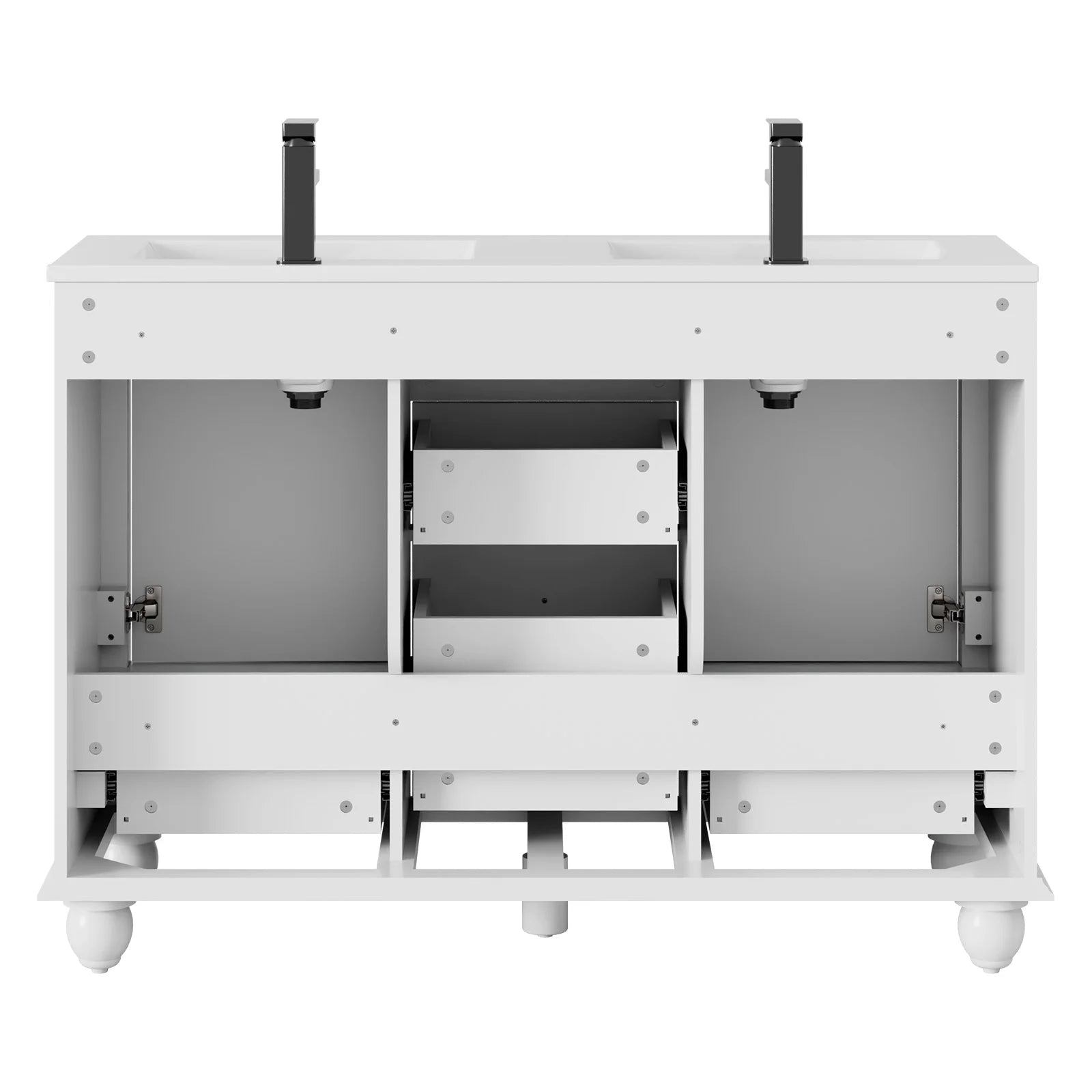 Eclife 48" Double Sink Bathroom Vanity with Top, Zinc Alloy Faucet, Painted Surface, Soft-Close Doors