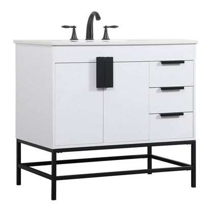 Elegant Decor Eugene 36" Aluminum MDF Single Bathroom Vanity in Blue