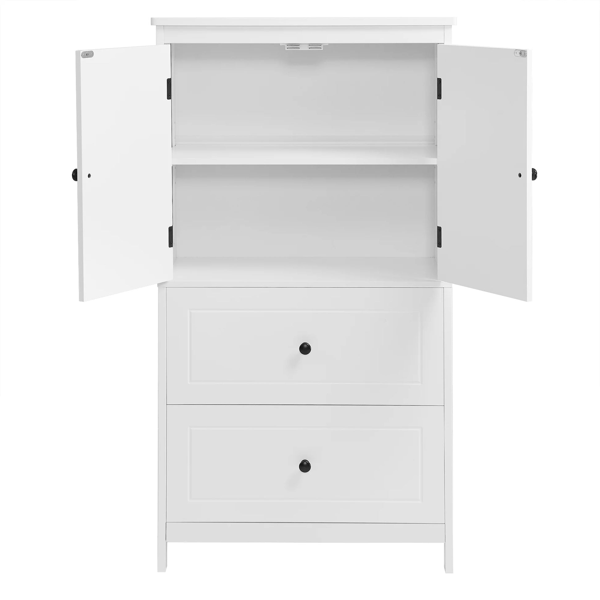 Aukfa 43.3" Tall Wood Storage Cabinet with Two Doors and Adjustable Shelves for Bathroom Kitchen, White