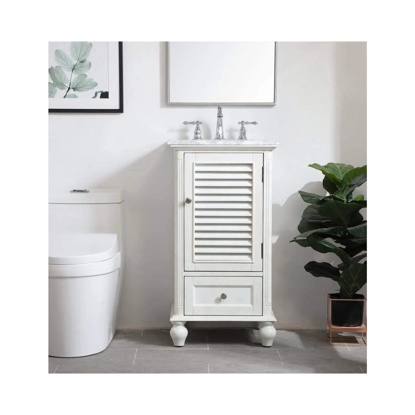19 inch single bathroom vanity in grey