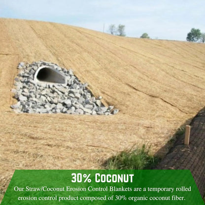 Erosion Control Blanket - Straw/Coconut Erosion Control Blanket, Coconut Garden and Landscape Cover, Erosion Control Blanket, Straw Blanket, Erosion Control, Mulch, Slope Stabilizer