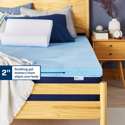 Sleep Innovations 2 Inch Gel Memory Foam Mattress Topper, King, Cool Comfort