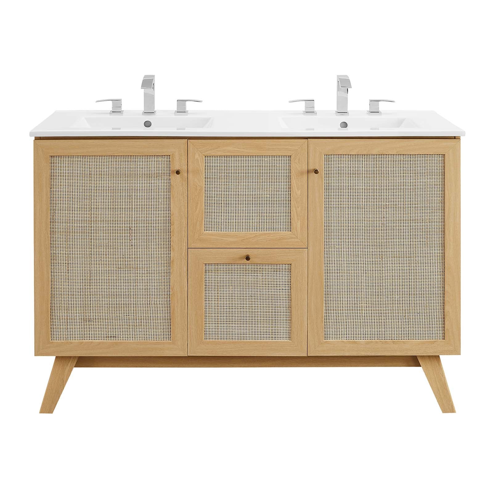 Modway Soma 48°?Double Sink Bathroom Vanity in Oak White