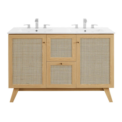 Modway Soma 48°?Double Sink Bathroom Vanity in Oak White
