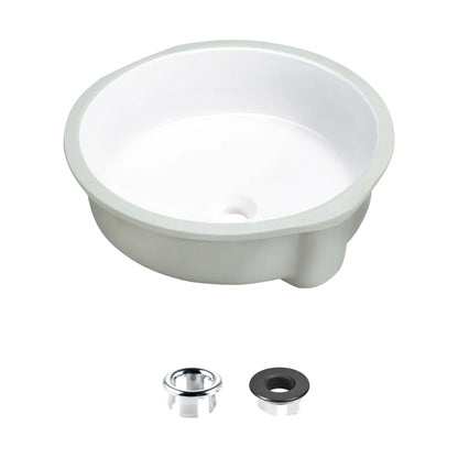 Stylish Undermount 16" Porcelain Round Bathroom Sink with 2 Overflow Finishes P-207
