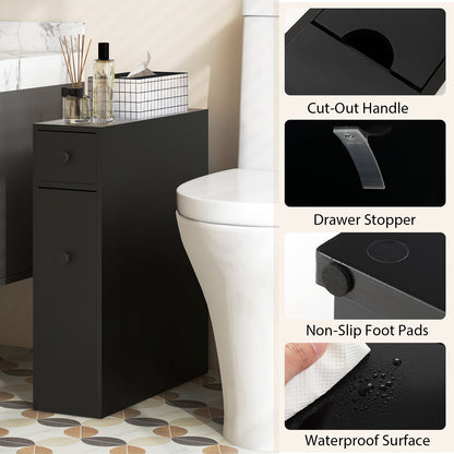 Topbuy Slim Bathroom Storage Cabinet Freestanding Toilet Paper Holder with Slide Out Drawers for Small Spaces White