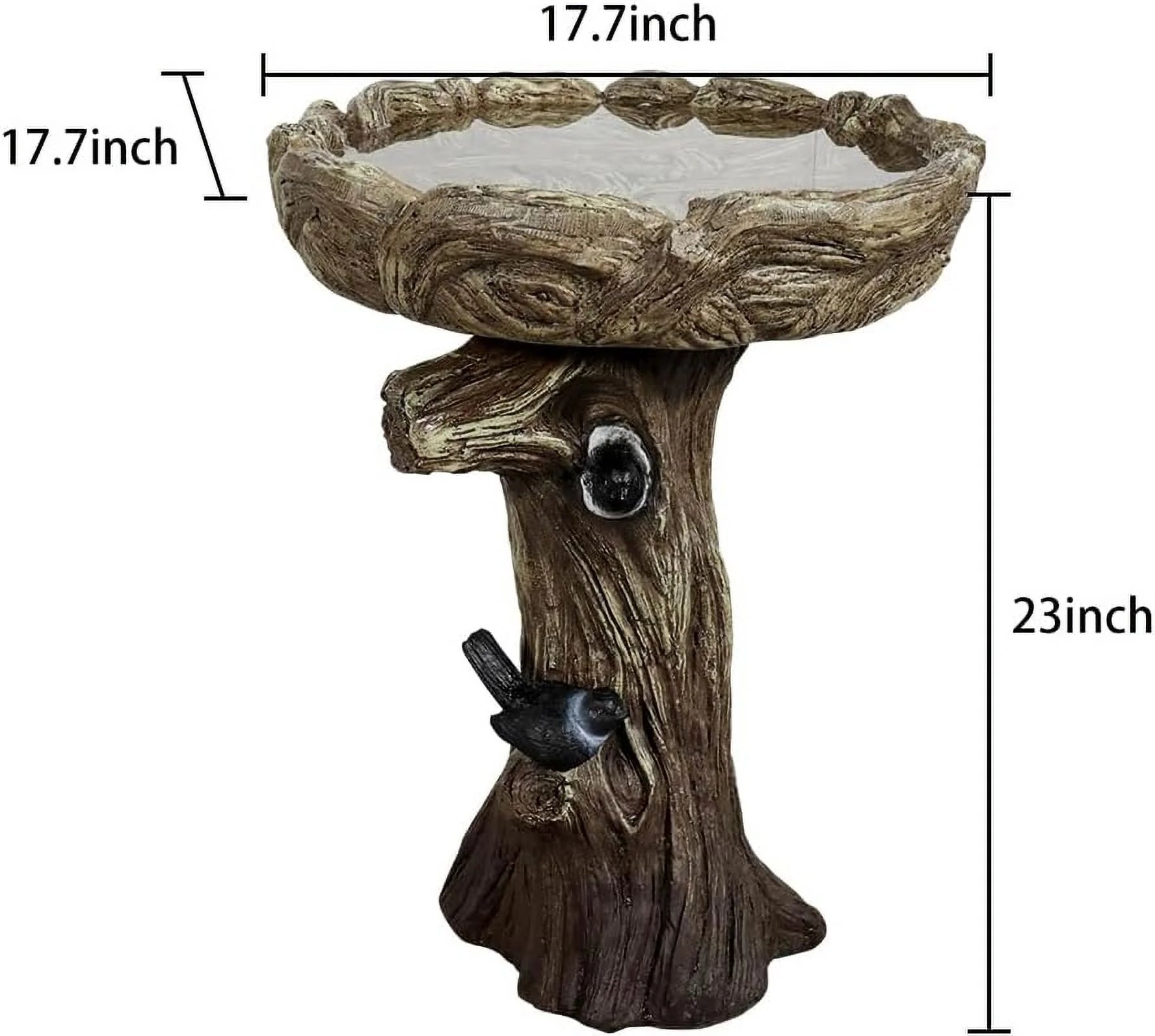 24.4" H Cement Bird Bath for Garden- Fibre Reinforced Concrete Bird Baths for Outdoors, Large Size Vintage Carved Pedestal Birdbath for Patio, Yard, Lawn -20° Dia. X 24.4° H Bird Fountain