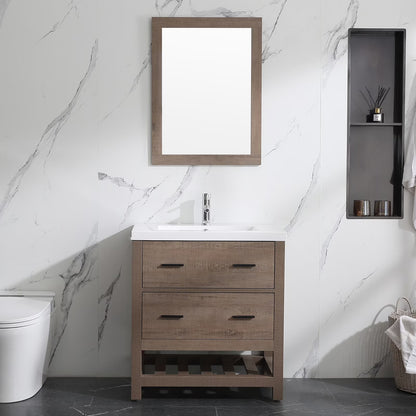 Wonline 32" PB Board Bathroom Vanity with Undermount Sink& Mirror