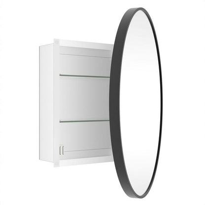 WallBeyond Bathroom Medicine Cabinet with Round Mirror Aluminum Framed 24", Gold