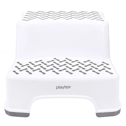 Playtex White 2-Tier Step Stool, Kids Bathroom and Bedroom Plastic Step Stool