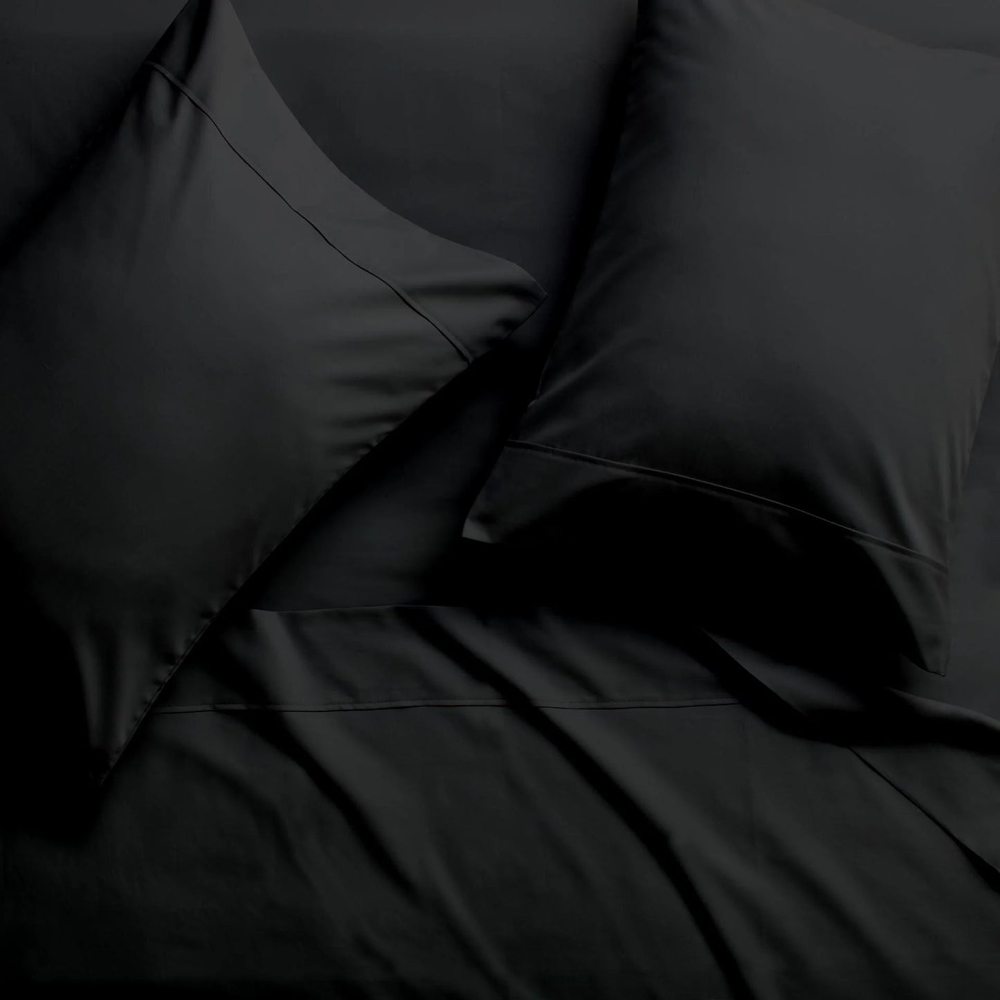 21-INCH EXTRA DEEP POCKETS -Twin XL Egyptian 700-TC Cotton 6-PC Sheet Set with 1 Fitted Sheet, 1 Oversized Flat Sheet 4 Pillowcases - Black