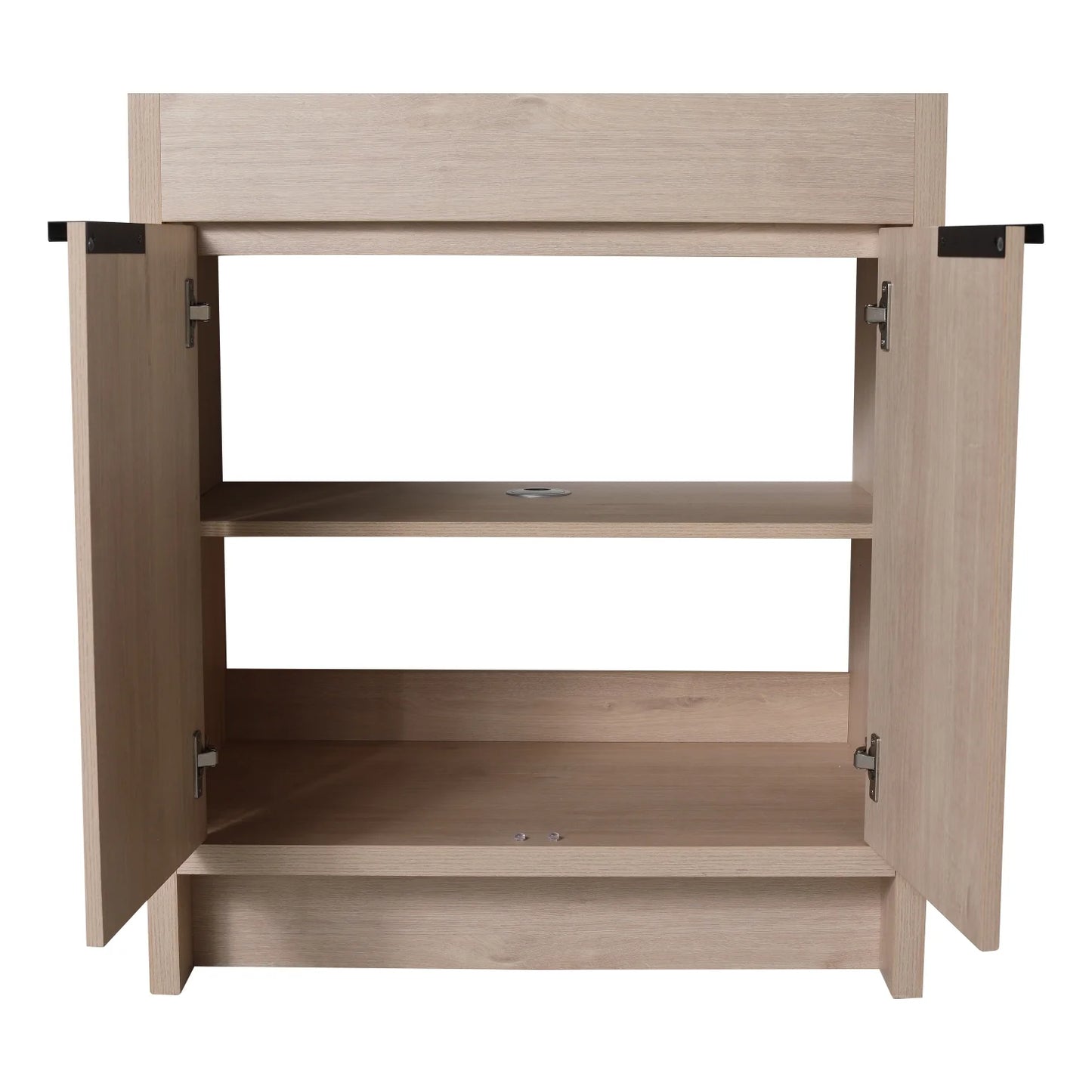 Holaki 30 Inch Freestanding Bathroom Vanity with Black Ceramic Sink & 2 Soft-Close Cabinet Doors, Plain Light Oak