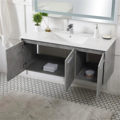 Elegant Kitchen and Bath 48 Inch Single Bathroom Floating Vanity In Concrete Grey