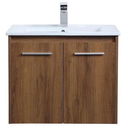 24 inch Single Bathroom Floating Vanity in Walnut Brown