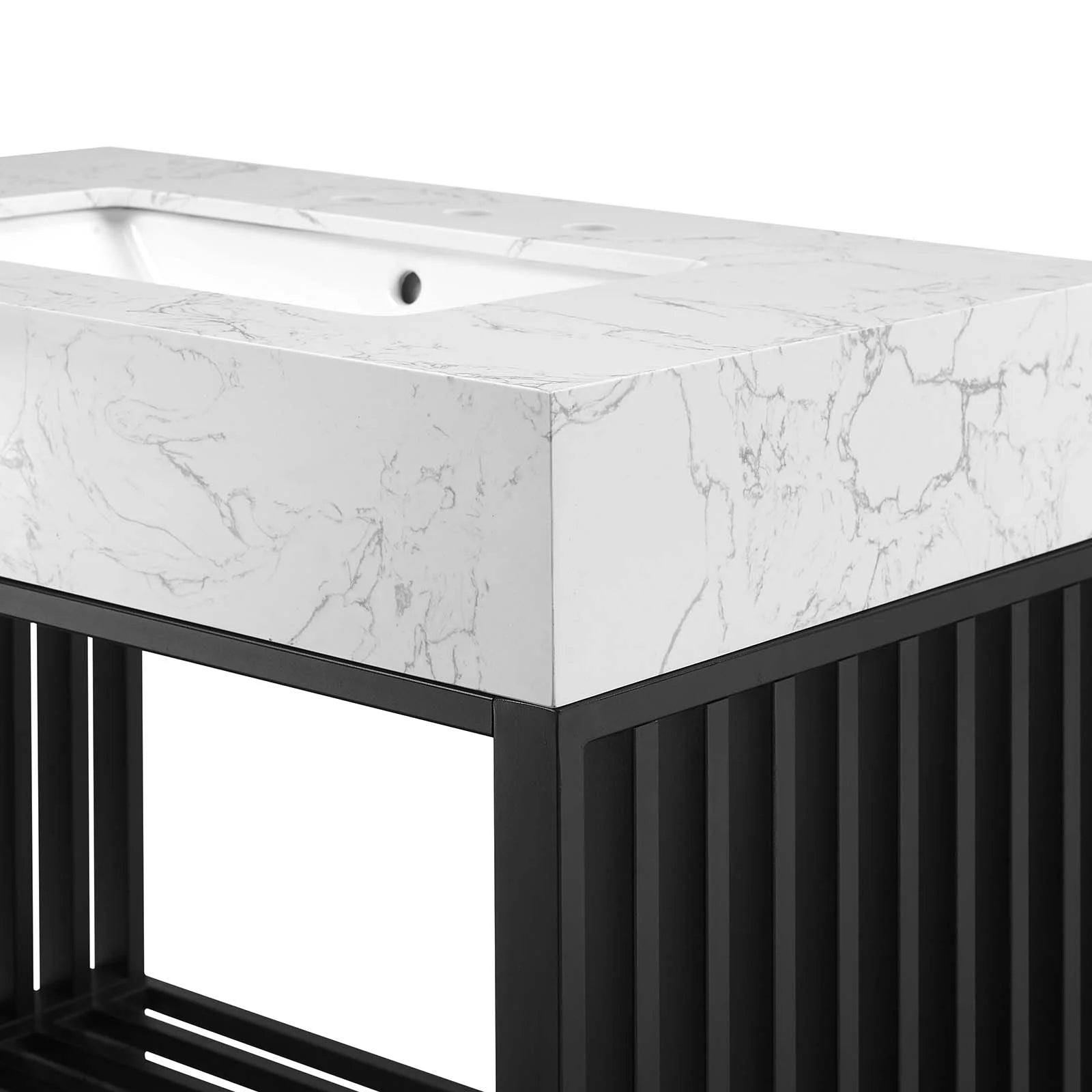 Modway Gridiron 36" Bathroom Vanity in White Black