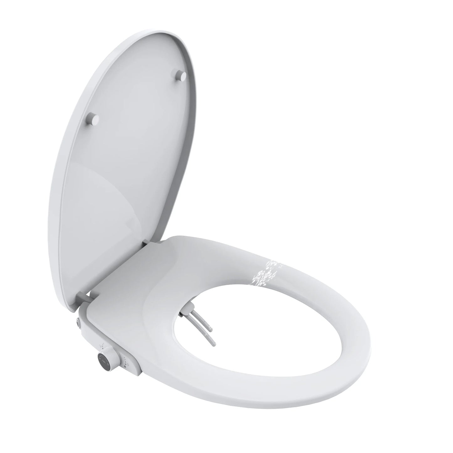 Mainstays Elongated Non-Electric Bidet Toilet Seat with Dual Self-Cleaning Nozzles, Daisy White