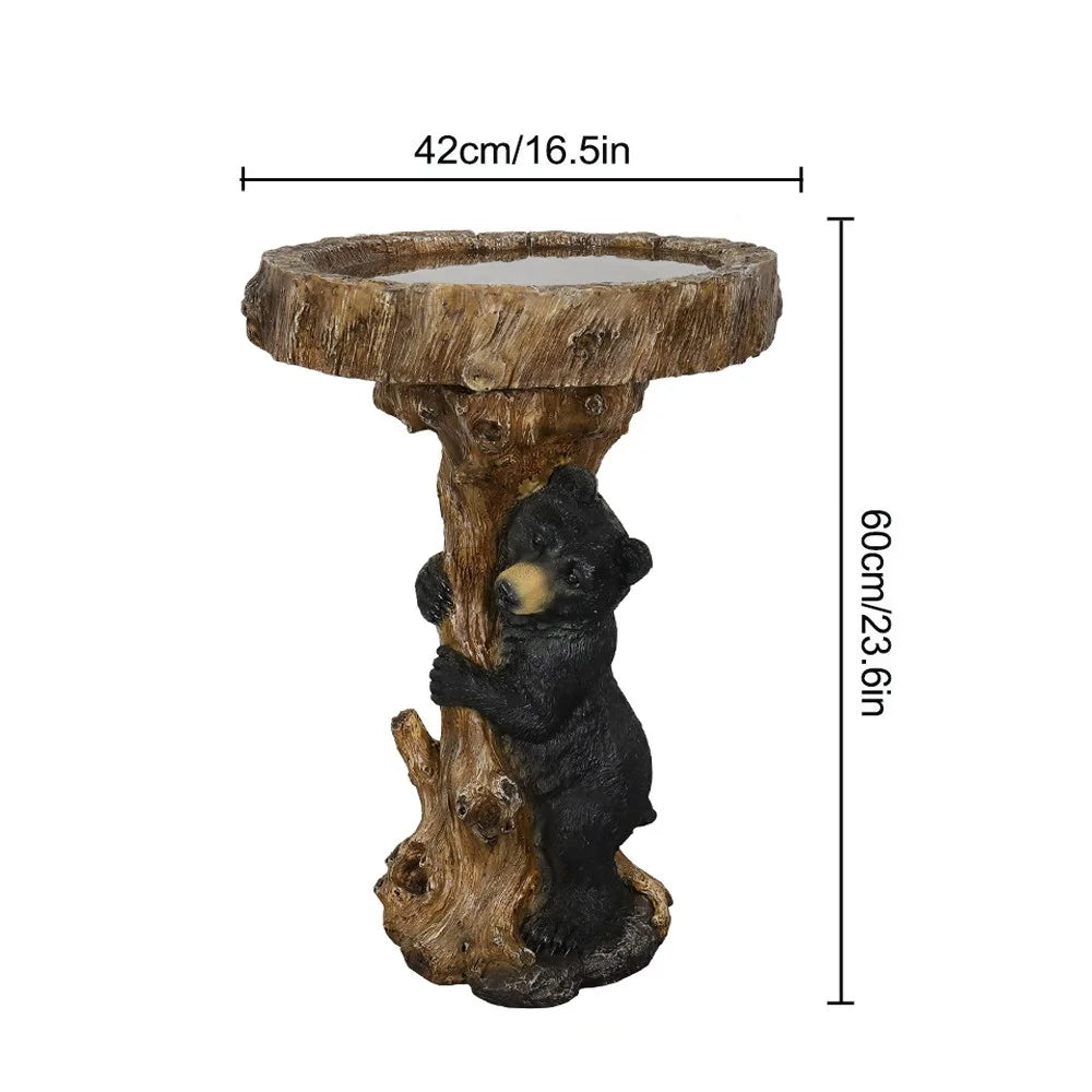 23.6° Tall Resin Outdoor Bird Baths for Garden - Outdoor Standing Birdbath with Bear Statue, Pedestal Birdbaths for Outdoors, Garden, Patio, Lawn, Backyard