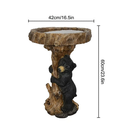 23.6° Tall Resin Outdoor Bird Baths for Garden - Outdoor Standing Birdbath with Bear Statue, Pedestal Birdbaths for Outdoors, Garden, Patio, Lawn, Backyard