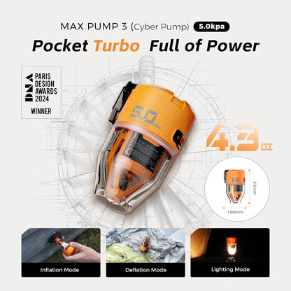 Pump 3 Air Pump for Inflatables, 5Kpa Portable Air Pump, 500L/min Air Mattress Pump with Camping Light, Electric Pump for Inflatable Pillows Swim Rings Air Mattresses Air Bed Boats