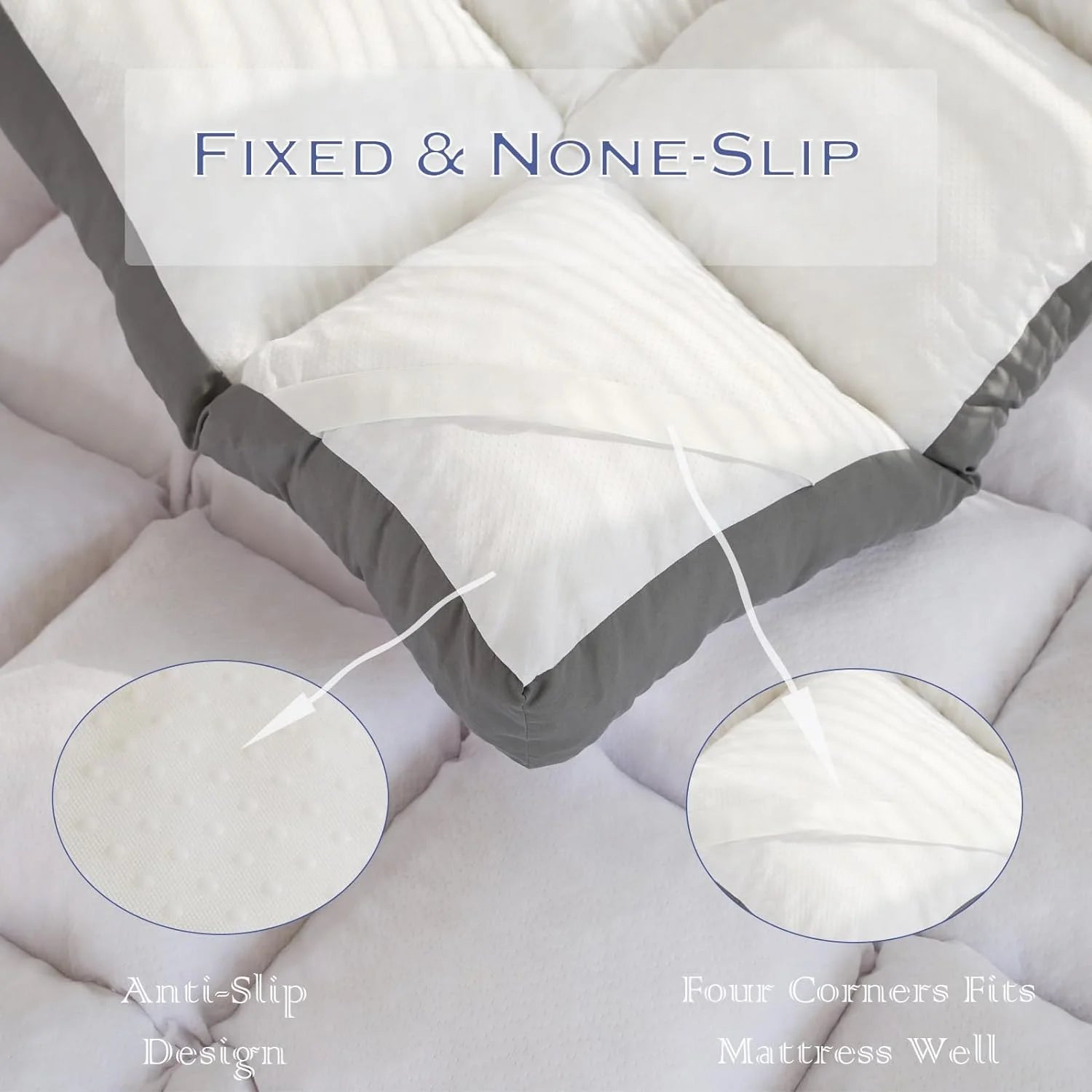 4 Inch Mattress Topper King Size Memory Foam Filled Warming Cooling Fluffy & Soft 100% Air Fabirc Top Memory Foam Pillow Top, Anti-Slip Bottom, 4 Elastic Straps, 80x78x4 Inch, King