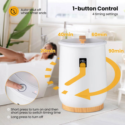 Costway 20L Bathroom Towel Warmer Bucket with Fragrance Holder & LED Display White