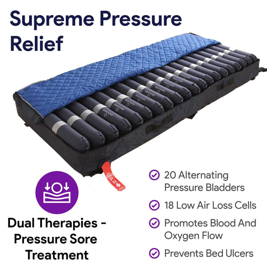 Proheal Low Air Loss Alternating Pressure Air Mattress with Pump - 3" Foam Base - 36° x 80° x 8"