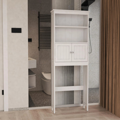 Ktaxon Over The Toilet Bathroom Storage Cabinet and Shelf with 2 Doors Bathroom Spacesaver, White