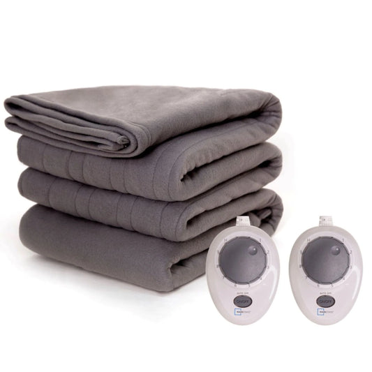 Mainstays Fleece Electric Heated Blanket, Gray, Queen