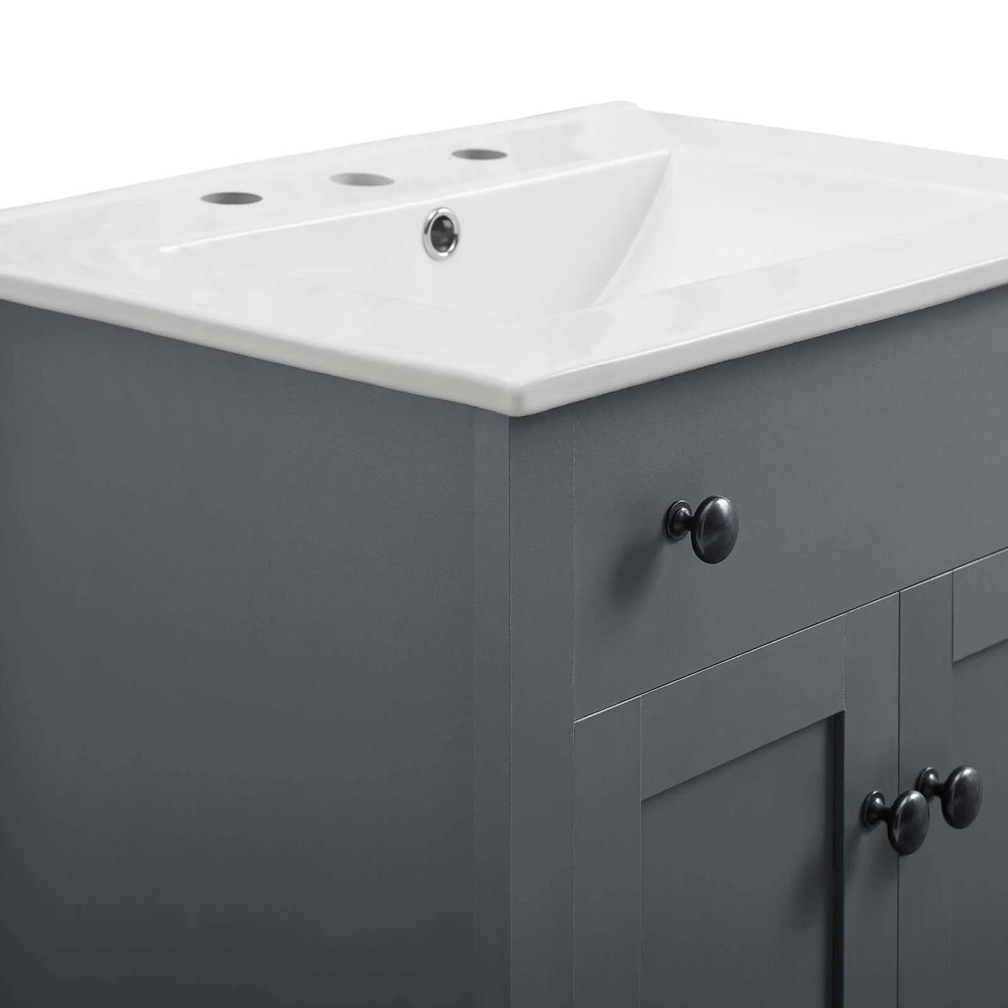 Modway Nantucket 24" Modern Wooden Bathroom Vanity in Gray and White
