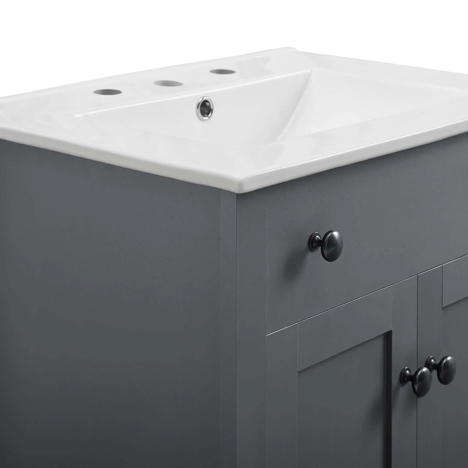 Modway Nantucket 24" Modern Wooden Bathroom Vanity in Gray and White