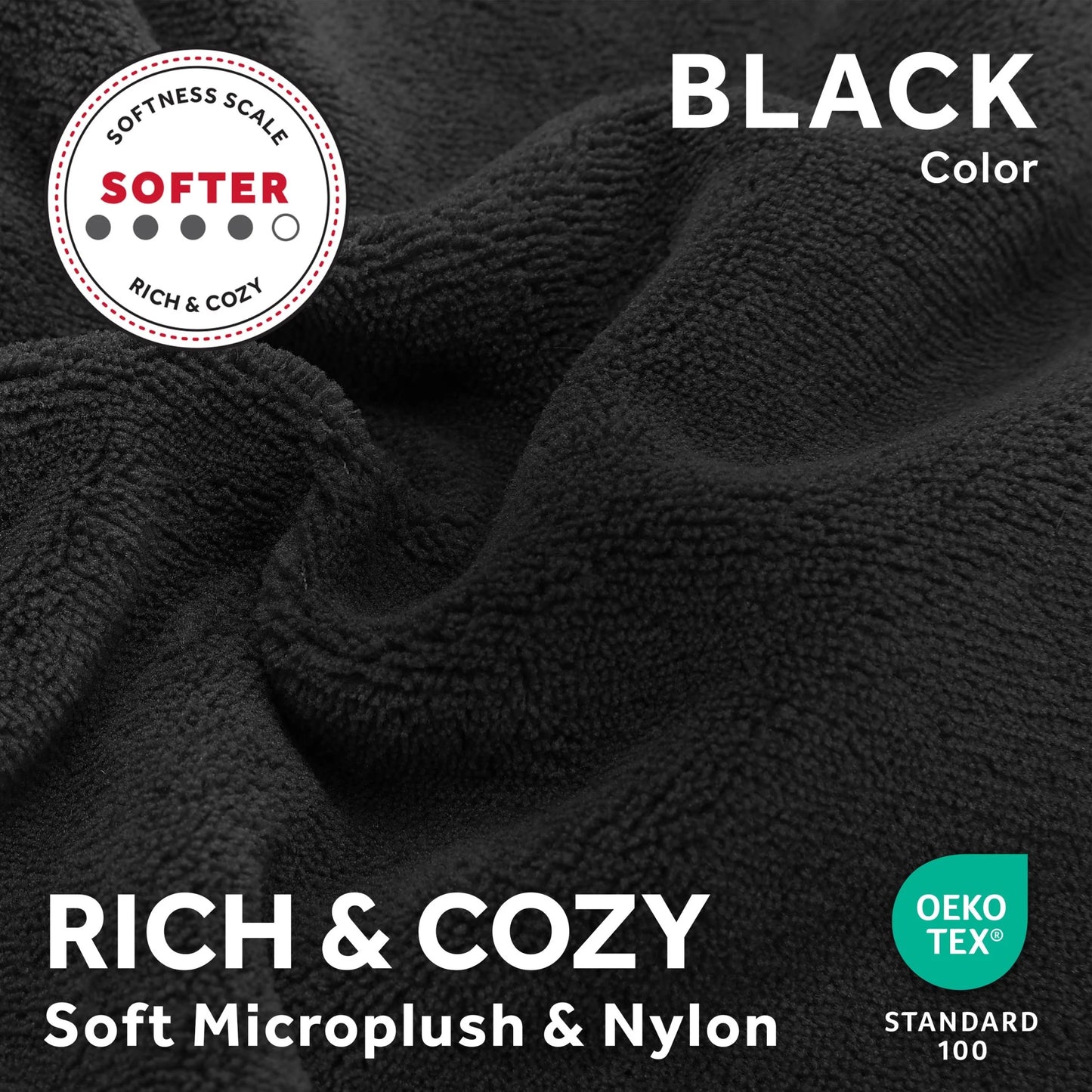 Sunbeam On-the-Go Cordless Heated Throw Blanket with Hood Black Nylon/Microplush 50x66