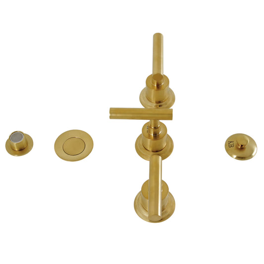 Kingston Brass KB6327CML Manhattan Three-Handle Bidet Faucet with Brass Pop-Up, Brushed Brass