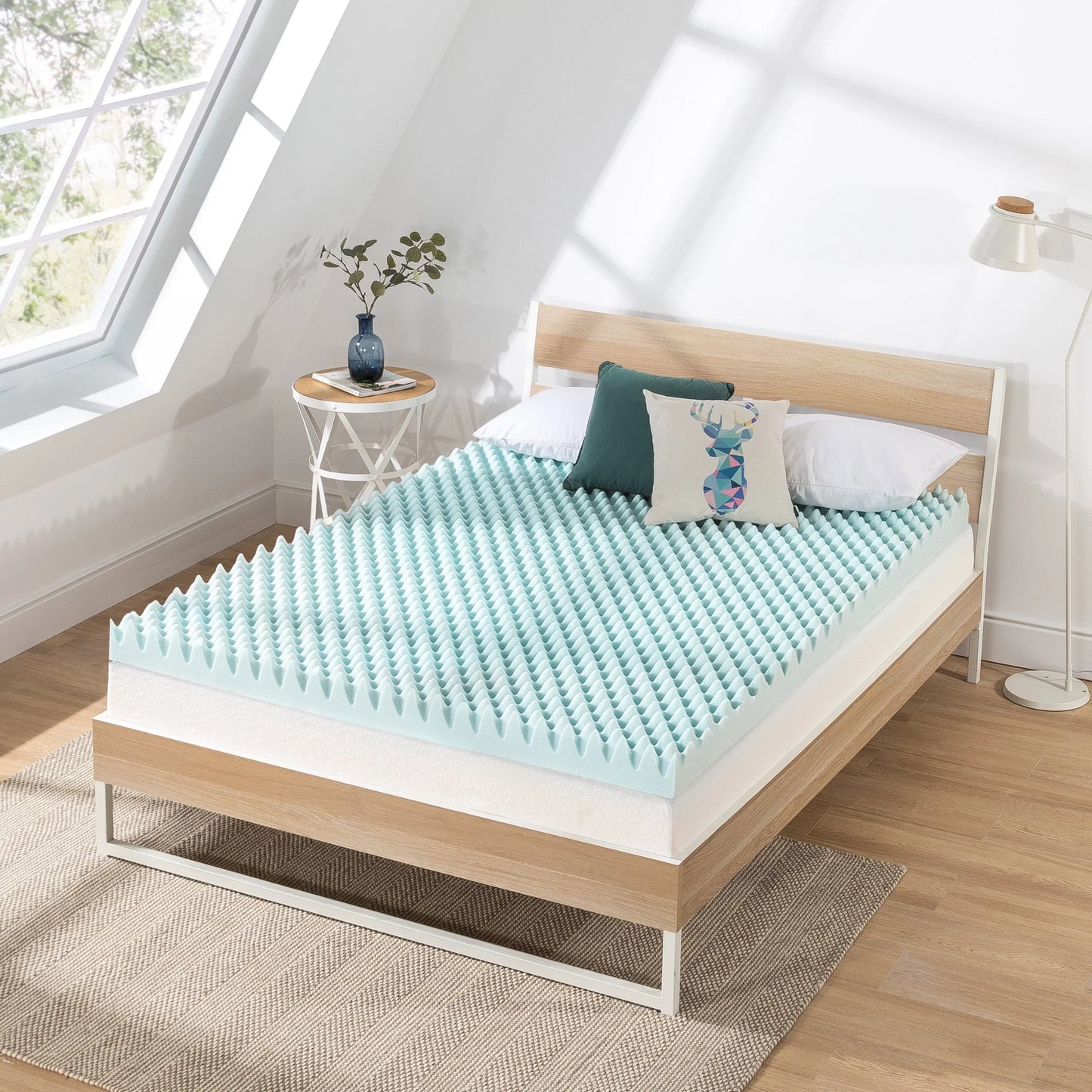 Mellow 4" Cooling Gel Egg Crate Memory Foam Mattress Topper, Queen