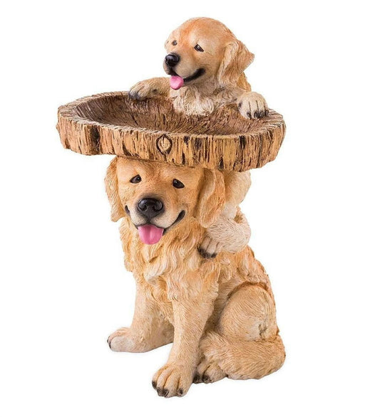 xiuh resin dog birdbath polyresin antique garden bird bath for home garden yard yellow