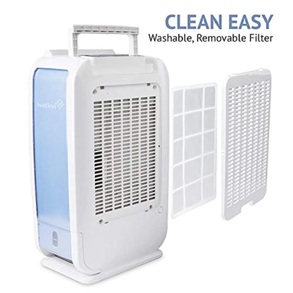 Ivation 13-Pint Small-Area Desiccant Dehumidifier Compact and Quiet - With Continuous Drain Hose for Smaller Spaces, Bathroom, Attic, Crawlspace and Closets - For Spaces Up To 270 Sq Ft