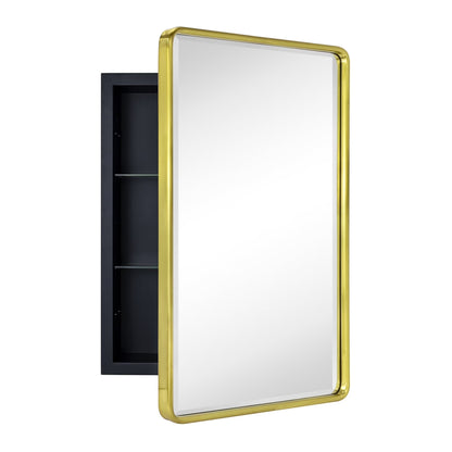 TEHOME Eldee Rectangle Metal Framed Bathroom Medicine Cabinet 16x24 - Black
