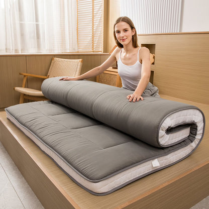 Futon Mattress, Padded Japanese Floor Mattress Quilted Bed Mattress Topper, Extra Thick Folding Sleeping Pad, Dark Grey, Twin