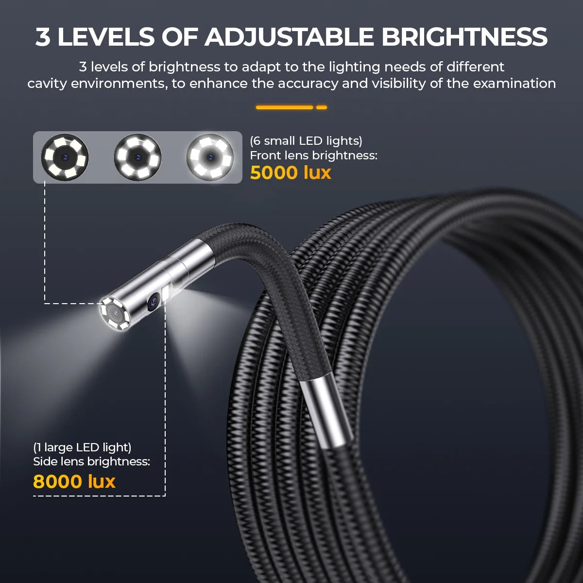 ANCEL AN302 2-Way Articulating Borescope Camera with Light, 0.24in Articulated Probe of 5.25FT Industrial Endoscope Inspection Camera Scope