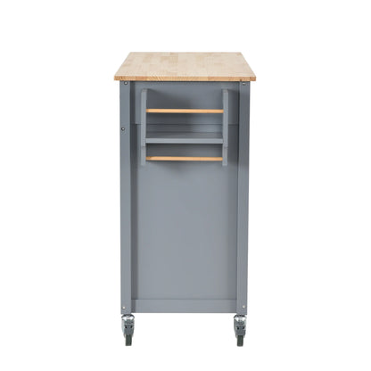 54.3" Kitchen Island Cart with Solid Wood Top and Locking Wheels, Large Trolley Cart with 4 Door Cabinet and 2 Drawers, Spice Rack, Towel Rack,Kitchen and Dining Room Utensils Organizer on Wheels,Blue