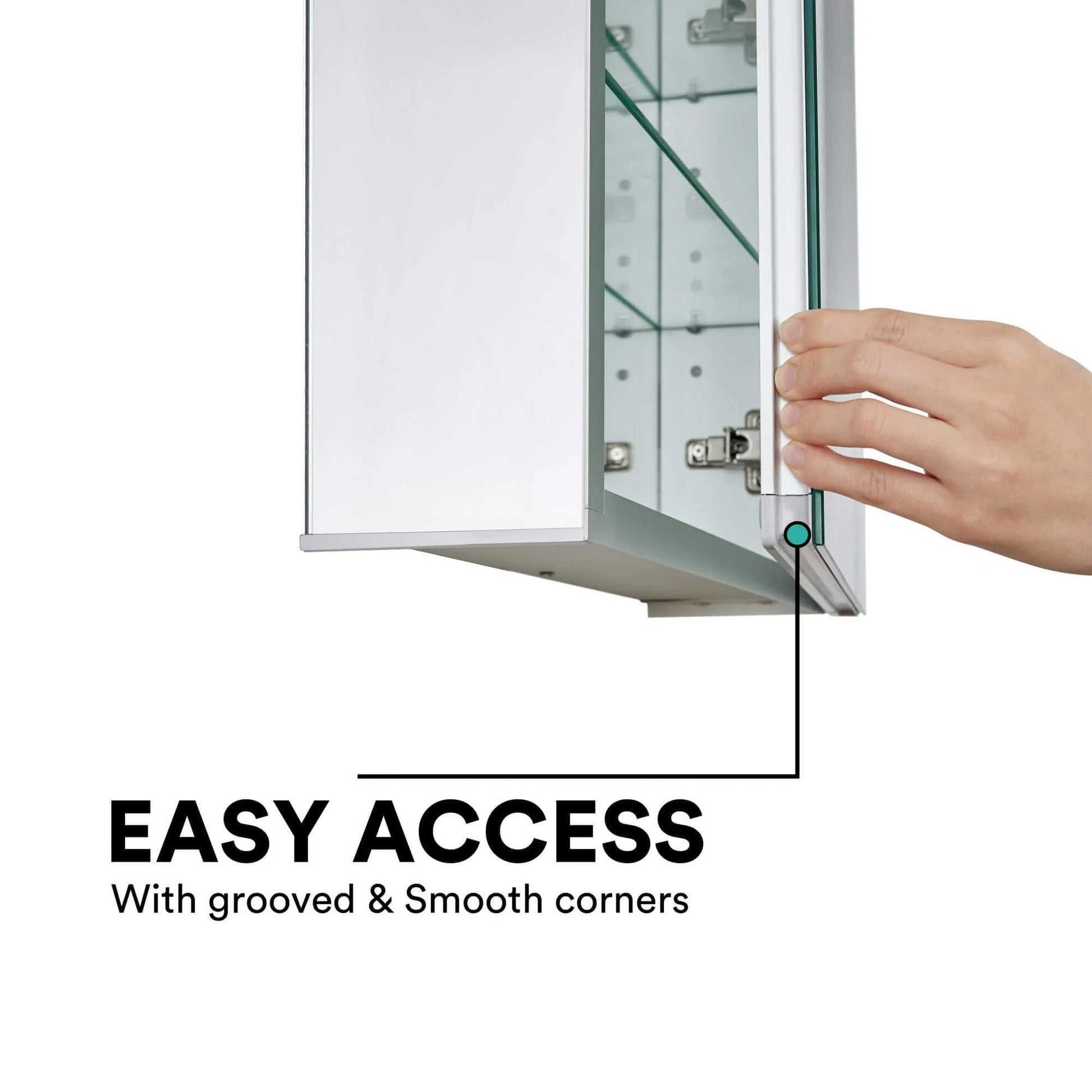 Fine Fixtures Bathroom Medicine Cabinet, Aluminum, Recessed/Surface Mount, Right/Left Hinged, Mirrored Interior Grey 15 X 24 Mirrored Finish