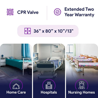 Proheal Bariatric Low Air Loss Alternating Pressure Air Mattress with 10" Dual Compressor, Pump, & Raised Rails - Stages I-IV - Bed Size: 36" x 80" Bed Thickness: 10/13"